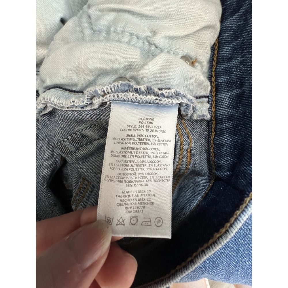 RE/DONE 70s Stove Pipe Distressed High Rise Medium Wash Crop Jeans Size 26 - Picture 6 of 9